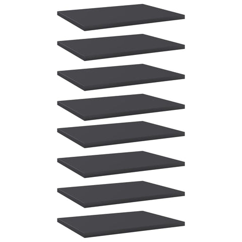 vidaXL Gray Engineered Wood Bookshelf Boards 15.7"x11.8"x0.6", Modern Style, Easy to Install and Clean, Set of 8, Ideal for Home and Office
