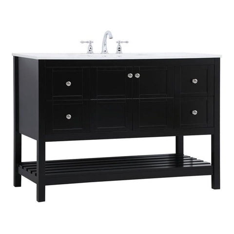 Elegant Decor Theo 48" Steel and Solid Wood Single Bathroom Vanity in Black