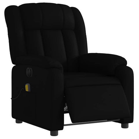 vidaXL Electric Massage Recliner Chair - Motorized Reclining Armchair with Vibration Massage, Faux Leather in Black, Side Pocket, for Living Room/Lounge