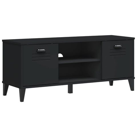 vidaXL Solid Pine Wood Shoe Bench - Black Shoe Rack with Storage, Industrial Hallway Furniture with Seating, 41.7"x13.8"x17.7"