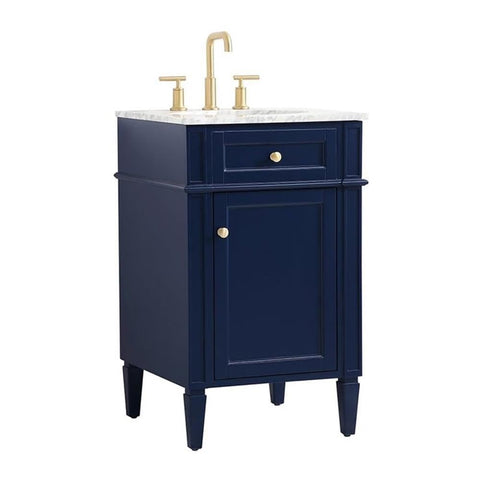 Elegant Decor Park Avenue 21" Metal MDF Marble Single Bathroom Vanity in Blue