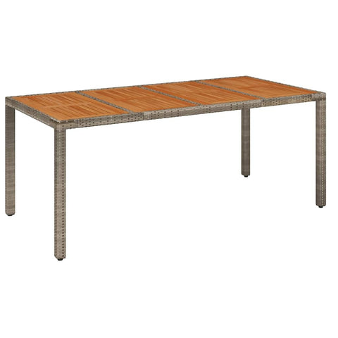 vidaXL Outdoor Poly Rattan Patio Table with Wooden Top - Weather- and Sturdy Design in Gray - Perfect for Garden and Patio Product Subtitle 50:Wooden Tabletop: Easy to Clean Water-: Suitable...