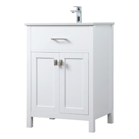 Elegant Kitchen and Bath Harrison 24" Solid Wood Single Bathroom Vanity in White