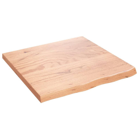 vidaXL Countertop-Treated Solid Oak Wood-Bathroom Vanity Top-Deskl Natural Light Brown-Live Edge Design-Measures 23.6"x23.6"x(0.8"-1.6")