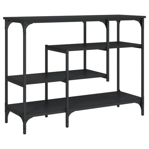 vidaXL Black Console Table - Engineered Wood Metal Frame Sofa Table with Shelves for Living Room, Entryway, Hallway