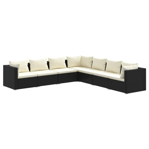 vidaXL 8 Piece Garden Lounge Set with Cushions â€“ Outdoor Furniture Set with Waterproof PE Rattan, Powder-Coated Steel Frame, Modular Design â€“ Black/Cream