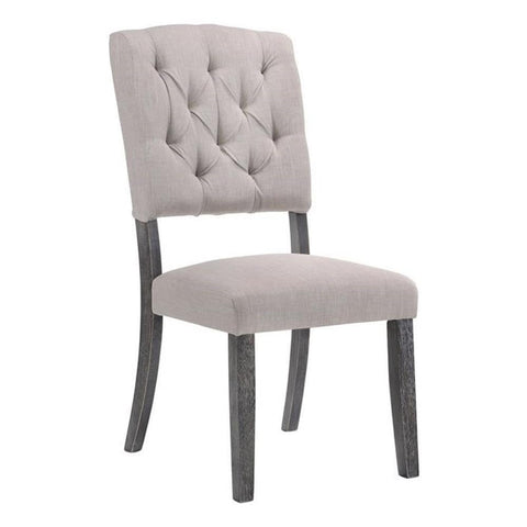 Acme Bernard Upholstered Dining Side Chair in Weathered Gray Oak (Set of 2)