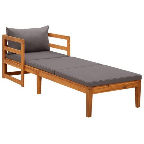 vidaXL Patio Sun Lounger Lounge Chair with Cushion and Pillow Solid Acacia Wood