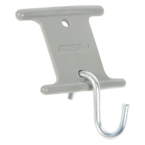 Camco Gray RV Party Light Holder - Easily Slides Into Awning Roller Bar Channel, Each Hanger Supports Up to 15 lbs - 7 Pack (42693)