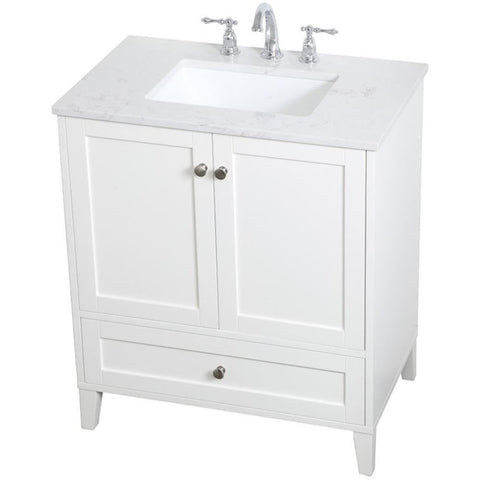 30 Inch Single Bathroom Vanity in White, 714619