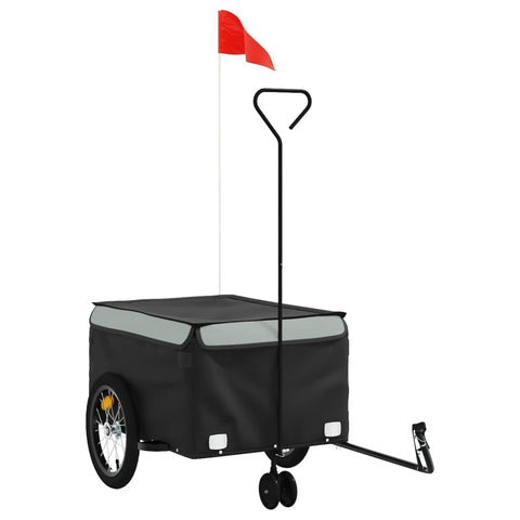 vidaXL Bike Trailer, Kids Bicycle Cargo Trailer with Tow Bar, Child Bike Trailer, Bike Cart, Bicycle Wagon, Black and Gray 99.2 lb Iron