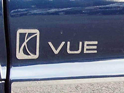 QAA is Compatible with 2003-2007 Saturn Vue 8 Piece Stainless VUE Logo Decal with Emblem, Set of Two SGR43440