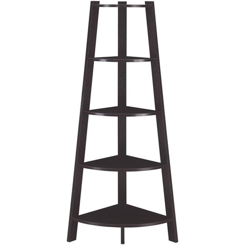 Convenience Concepts Newport 5 Tier Wide Corner Bookcase, Espresso