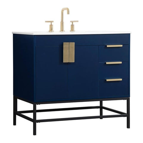 33.5 x 22 x 36 in. Single Bathroom Vanity, Blue