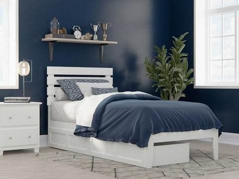 Oxford Twin Extra Long Bed with USB Turbo Charger and 2 Extra Long Drawers in White