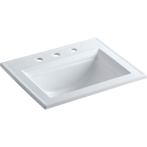 Kohler 2337-8-0 Memoirs® Stately 22-3/4" rectangular drop-in bathroom sink, White