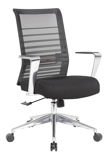 Boss Office Products Horizontal Mesh Back Task Chair with Aluminum Arms/Base, Black