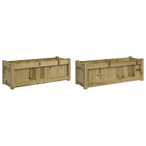 vidaXL Garden Planters - Outdoor/Patio Flower Boxes - 2 pcs - Impregnated Pine Wood - 35.4" x 12.2" x 12.2" - Brown - Rectangular - Assembly Required