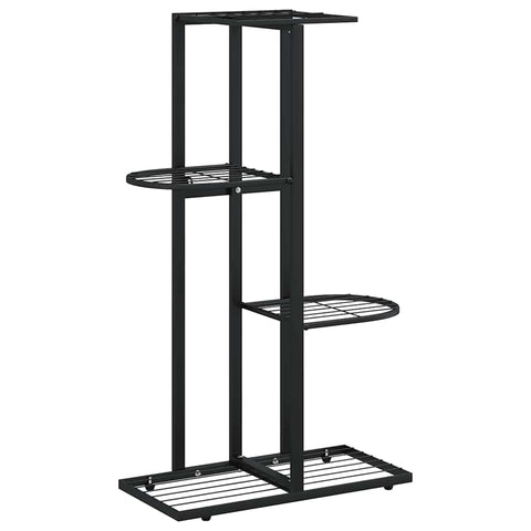 vidaXL Black Metal Plant Stand - Four-Tiered Flower Stand - Sturdy and Durable - Versatile Size - Modern Design