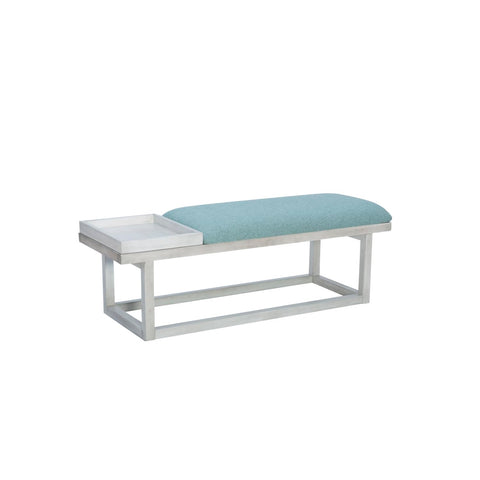 Linon Georgia Bench with Tray Whitewash Aqua