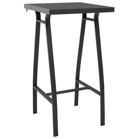 vidaXL Patio Bar Table - Black & Dark Gray Tempered Glass Outdoor Table with Steel Frame, Conveniently Sized for Gardens, Balconies, and Patios - 23.6"x23.6"x43.3"