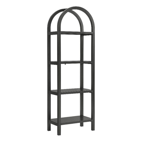 Modway Vexley 72 Inch Tall Narrow Arched Bookshelf in Black – Modern Pine and Acacia Wood Open Display Bookcase for Living Room, Office, Reading Nook