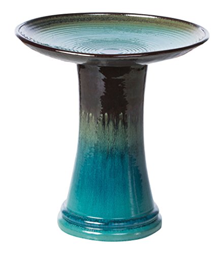 Alfresco Home Atlantis Glazed Ceramic Bird Bath