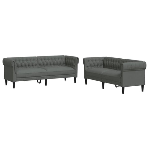 vidaXL Dark Gray Modern Sofa Set - 2 & 3 Seater: Living Room Furniture, Sturdy Wood Frame, Comfortable Fabric