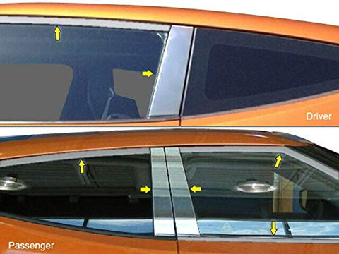 QAA is Compatible with 2013-2017 Hyundai Veloster 7 Piece Stainless Window Trim Package, Includes 4 Piece Upper Trim and 3 Piece Pillar Post kit, NO Window Sills WP13320
