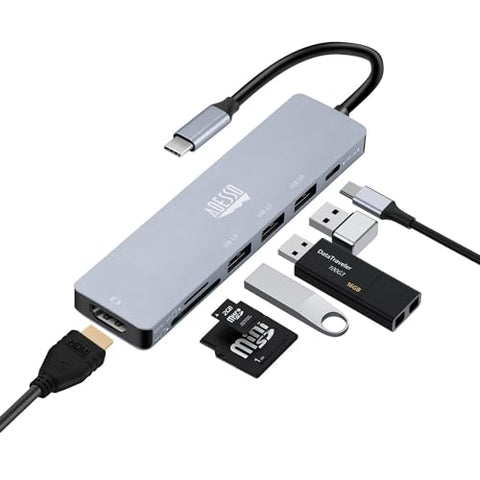 Adesso USB C Docking Station Multiport Adapter Type C Hub HDMI Support 4K, RJ45 Ethernet Port, 100W PD Charging, 3*USB, SD/TF Card Reader (TAA Compliant)