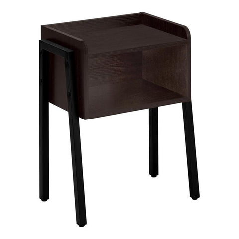 Monarch Specialties I 3593 Accent Table, Side, End, Nightstand, Lamp, Living Room, Bedroom, Metal, Laminate, Brown, Black, Contemporary, Modern