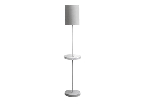 Monarch Specialties I 9692 Lighting, 62" H, Floor Lamp, USB Port Included, Grey Metal, White Marble, Contemporary, Modern