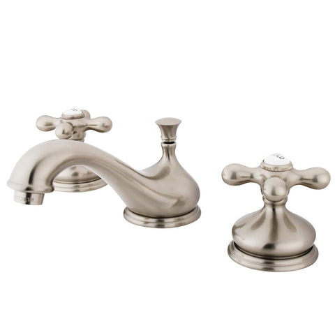 Kingston Brass KS1168AX Heritage Widespread Lavatory Faucet with Metal Cross Handle, Brushed Nickel