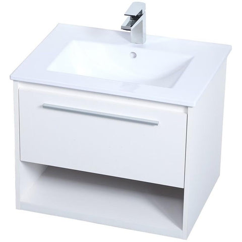 24 Inch Single Bathroom Floating Vanity in White, 714558