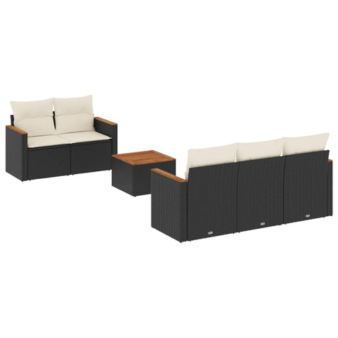vidaXL Patio Sofa Set with Cushions 6 Piece, Outdoor Conversation Set with Storage, Patio Furniture Set, Modern Style, Black Poly Rattan
