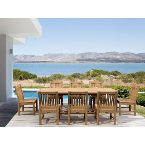 Anderson Teak Bahama Sahara 9-Piece Rectangular Dining Set - Outdoor Patio Furniture 8'