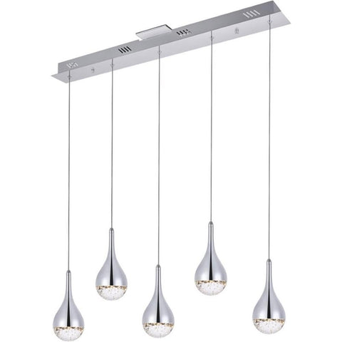 Elegant Lighting Luxurious Amherst Collection LED 5 - Light Chandelier 34in x 4in x 9in for Living Room, Kitchen, Bedroom & Hallway, Chrome Finish