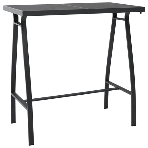 vidaXL Garden Bar Table Black and Dark Gray Tempered Glass, Steel