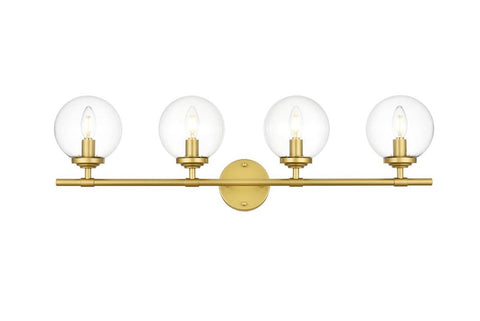 Living District Ingrid 4-Light Iron & Glass Bath Sconce in Brass and Clear