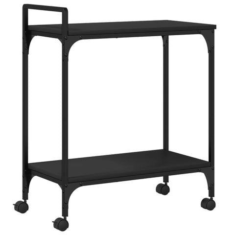 vidaXL Kitchen Trolley, Storage Tea Trolley on Wheels, Rolling Cart for Living Room Bathroom, Serving Trolley Rack, Black Engineered Wood