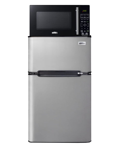 Compact 2-door refrigerator-freezer and microwave with built-in allocator with brackets included (ships in 3 boxes on one pallet)