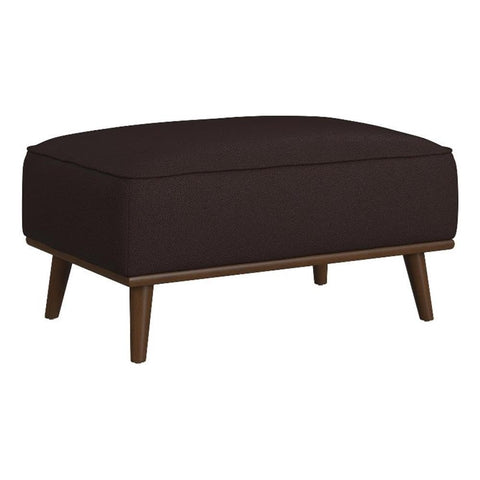 Picket House Furnishings Fate Ottoman with Wood Base in Pebble Brown