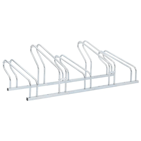 vidaXL Bicycle Stand for 5 Bikes - Floor Mount, Freestanding, Galvanized Steel, Space-Saver with Included Mounting Accessories