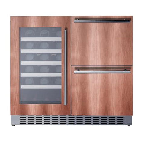 Summit 36” Wine Cellar and Two Drawer Refrigerator Combination, 34 Bottle Capacity, ADA Compliant, Commercial, Built-in, Undercounter, Panel Ready*- ADRWC36PNR (Panels Not Included)