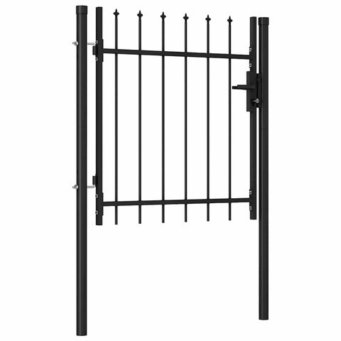 vidaXL Fence Gate Single Door with Spike Top Heavy Duty Ornamental Outdoor Garden Yard Entryway Barrier Steel 39.4" Black