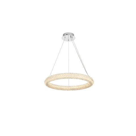 Elegant Lighting Bowen 24" 1-Light Metal Adjustable LED Chandelier in Chrome