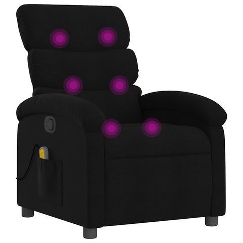 vidaXL Massage Recliner Chair for Adults, Single Theater Seating with Vibration Massage & Manually Adjustable Backrest/Footrest, Modern Reclining Sofa for Living Room, Black Fabric