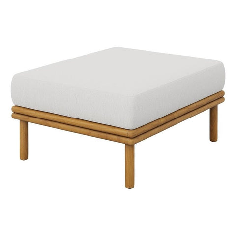Modway Wren Teak Wood Outdoor Ottoman in Natural Sail