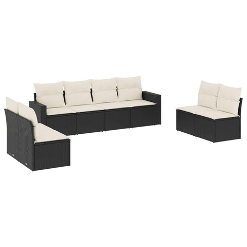 vidaXL Patio Sofa Set with Cushions 8 Piece, Patio Furniture, Outdoor Sectional Sofa Conversation Set for Balcony Garden, Black Poly Rattan
