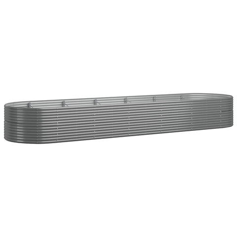 vidaXL Garden Raised Bed Grey Powder-Coated Steel 200.8 x 55.1 x 26.8 in